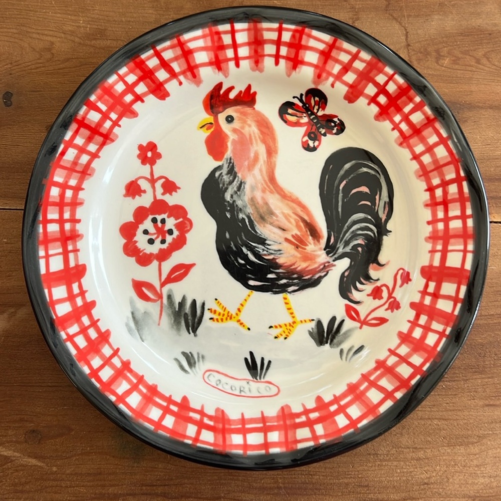 ANTHROPOLOGIE Nathalie Lete Francophile Rooster Dinner Plate 10”